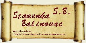 Stamenka Balinovac vizit kartica